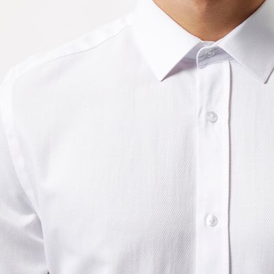 White formal textured slim fit shirt